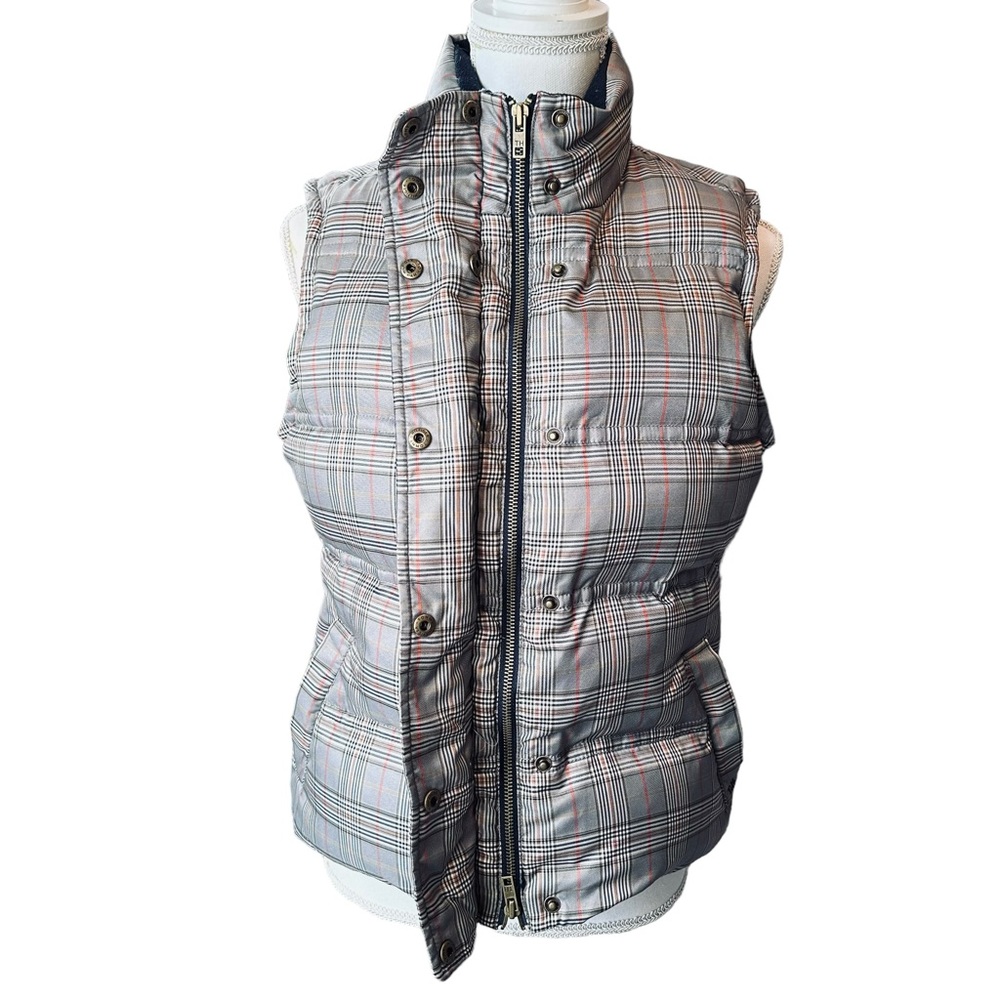Tommy Hilfiger - Puffer Vest Gray Plaid Zipper Closure, Size: Large - Picture 5 of 16